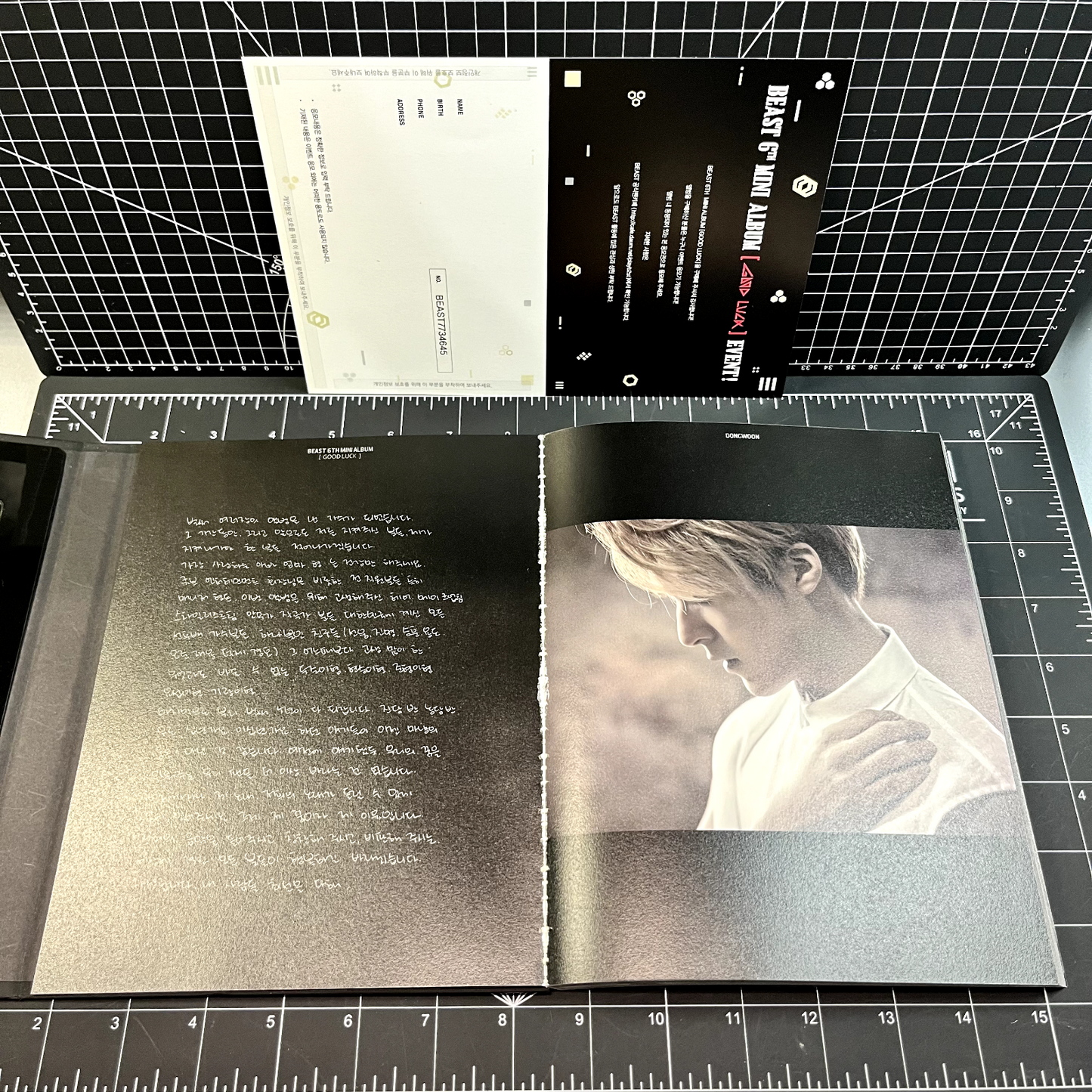 BEAST The 6th Mini Album Good Luck (Black Version) - Doojoon Photocard (White Version)