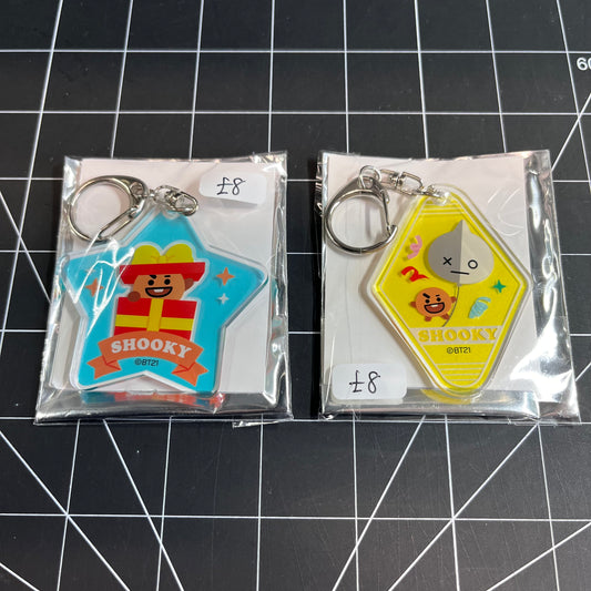 BTS BT21 Acrylic Keychain (Celebration Theme) - Suga & Shooky