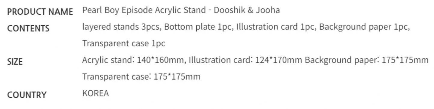 Lezhin Pearl Boy Episode Acrylic Stand - Dooshik & Jooha (Paris Pick-Up Order)