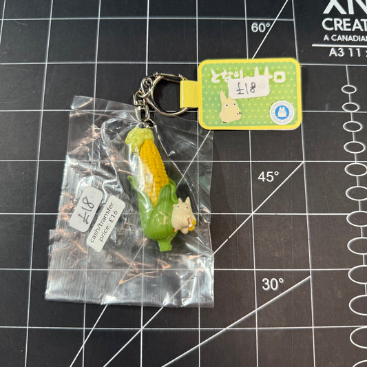 Studio Ghibili My Neighbor Totoro Soot Sprite in Corn with Totoro Keychain